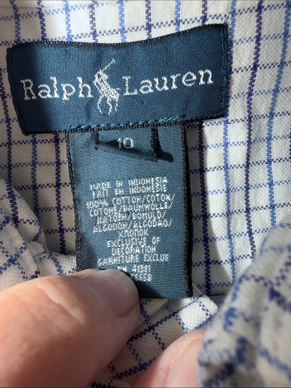 Ralph Lauren Button-Down Check Shirt - White & Blue